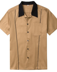 Amazon hot style loose single-breasted lapel mint green men's shirt #94949