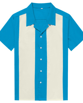 New contrasting color patchwork men's shirts retro street punk hip-hop #94950