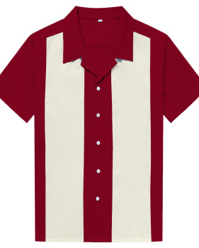 New contrasting color patchwork men's shirts retro street punk hip-hop #94951