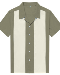 New contrasting color patchwork men's shirts retro street punk hip-hop #94952