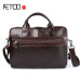 AETOO Genuine Leather Bag Men Bag Cowhide Men Crossbody Bags Men's Travel Shoulder Bags Tote Laptop Briefcases Handbags brown