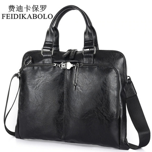 BOLO Business Briefcase Leather Men Bag Computer Laptop Handbag Man Shoulder Bag Messenger Bags Men's Travel Bags Black Brown