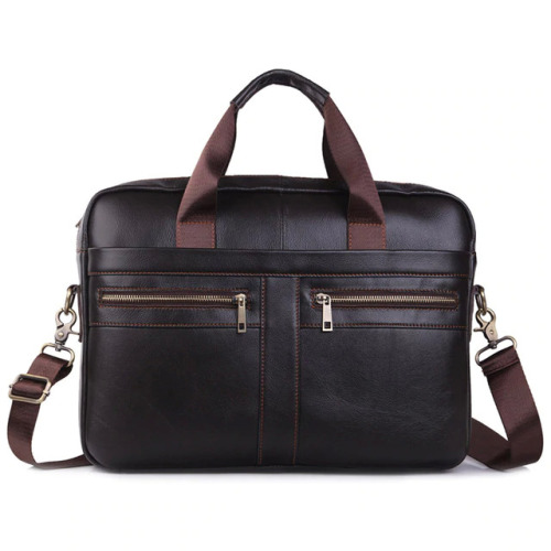 Brand Genuine Leather Shoulder Bag  Men's Handbag Male Cowhide Messenger Bag Cross Body Handle Pack 15' Briefcase Portfolio