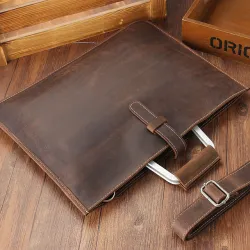 Joyir 2019 Crazy horse leather briefcase for man coffee color vintage men genuine leather messenger bag business bags male