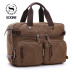 Scione Men Canvas Bag Leather Briefcase Travel Suitcase Messenger Shoulder Tote Back Handbag Large Casual Business Laptop Pocket