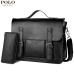 VICUNA POLO Business Men Bag Double Belt Decor Brand OL Leather Men Briefcase Bag lawyer Doucument Bag maletines para hombres