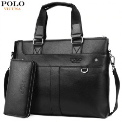 VICUNA POLO Classic Business Man Briefcase Brand Computer Laptop Shoulder Bag Leather Men's Handbag Messenger Bags Men Bag Hot