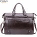 VICUNA POLO High Capacity Hollow Out Bottom Men's Leather Briefcase Bag For 14'' Laptop Vintage Business Leather Mens Handbags