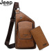 BULUO JEEP Brand Man's Sling Bag High Quality Leather Crossbody Chest Bag For Young Men Fashion Casual Shoulder Bags New Male