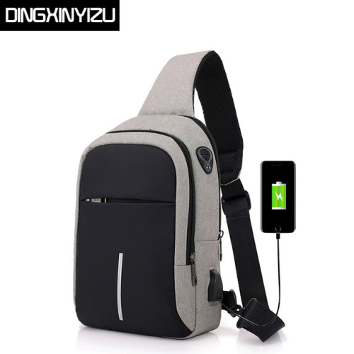 DINGXINYIZU Men Chest Bags USB Charging Waterproof Oxford Crossbody Bags Small Sling Single Shoulder Bags Travel Chest Pack Male