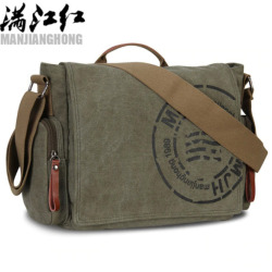 MANJIANGHONG Vintage men's Messenger bag man Handbag Canvas Shoulder postman Bag Men casual Crossbody Printing Messenger bags