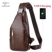 man's messenger bag Men shoulder PU leather Chest Bags Crossbody business Messenger bags Male charging Handbag with USB Charge