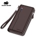 BISON DENIM Real Cow leather Men Wallets Genuine Leather Long Purse For Men RFID Zipper Large Capacity Card Holder Purse N8226