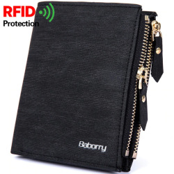 Baborry RFID Protect Men Wallet Solid Soft PU Coin purse Card Holder Short Wallets Design Slim Wallet for Men Geldbeutel Herren