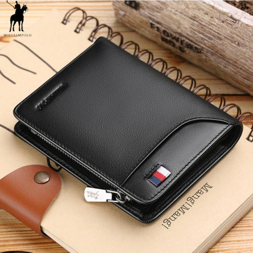 Brand  Genuine Leather Men Wallet with Card Holder Man Luxury Short Wallet Purse Zipper Wallets Casual Standard Wallets pl293