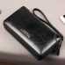 Brand Long Wallet Men Double Zipper Coin Pocket Purse Men Wallets Casual Business Card Holder Vintage Large Wallet Male Clutch