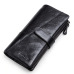 CONTACT'S Genuine Crazy Horse Cowhide Leather Men Wallets Fashion Purse With Card Holder Vintage Long Wallet Clutch Wrist Bag