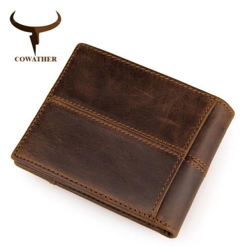 COWATHER 100% top quality cow genuine leather men wallets fashion splice purse dollar price carteira masculina original brand