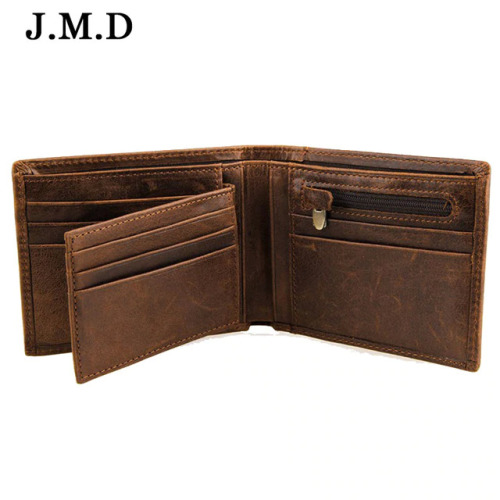 Crazy Horse leather wallet men zipper top quality men wallets leather purse with coin pocket male wallet purse genuine leather