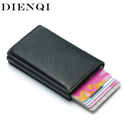 DIENQI Rfid Card Holder Men Wallets Money Bag Male Vintage Black Short Purse 2018 Small Leather Slim Wallets Mini Wallets Thin