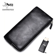 DWTS men wallets Card holder Leather male Wallet luxury Long Design Quality passport cover Fashion Casual Mens Purse Zipper