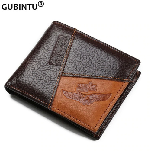 GUBINTU Genuine Leather Men Wallets Coin Pocket Zipper Real Men's Leather Wallet with Coin High Quality Male Purse cartera