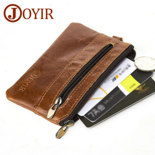 JOYIR Coin Purse Men Genuine Leather Wallets Men Wallet Women Vintage Slim Zipper Short Wallets Card Holder Pouch For Cards New