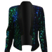 Sexy Mandarin Collar Sequins Decoration Green Polyester Blazer Sexy Mandarin Collar Sequins Decoration Green Polyester Blazer