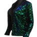 Sexy Mandarin Collar Sequins Decoration Green Polyester Blazer Sexy Mandarin Collar Sequins Decoration Green Polyester Blazer