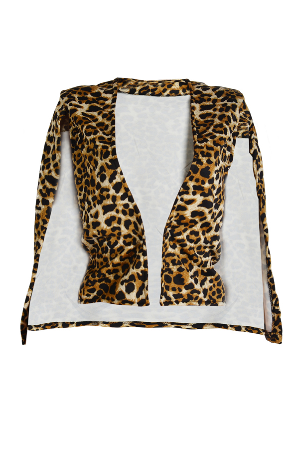  Stylish Leopard Print Polyester Blazer