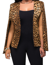  Stylish Leopard Print Polyester Blazer