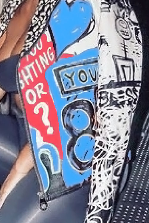  Chic Turndown Collar Long Sleeves Printed Blue Polyester Zipped Coat