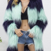 Euramerican Long Sleeves Patchwork Green Faux Fur Long Coat Euramerican Long Sleeves Patchwork Green Faux Fur Long Coat