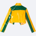 Euramerican Long Sleeves Patchwork Yellow PU Jacket Euramerican Long Sleeves Patchwork Yellow PU Jacket