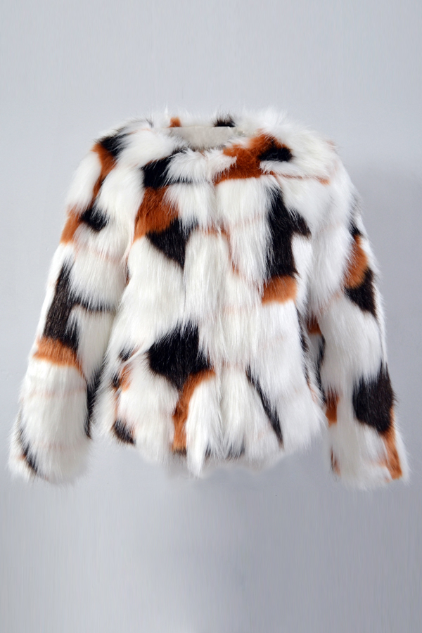  Euramerican V Neck Fur Design Coat