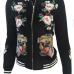 Fashionable Round Neck Embroidered Design Black Velvet Coat