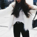  Fashionable Round Neck Long Sleeves White Faux Fur Coat