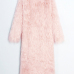 Fashionable V Neck Long Sleeves Pink Faux Fur Long Coat Fashionable V Neck Long Sleeves Pink Faux Fur Long Coat