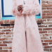 Fashionable V Neck Long Sleeves Pink Faux Fur Long Coat Fashionable V Neck Long Sleeves Pink Faux Fur Long Coat