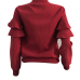 Leisure Round Neck Falbala Design Wine Red Velvet Zipped Coat Leisure Round Neck Falbala Design Wine Red Velvet Zipped Coat