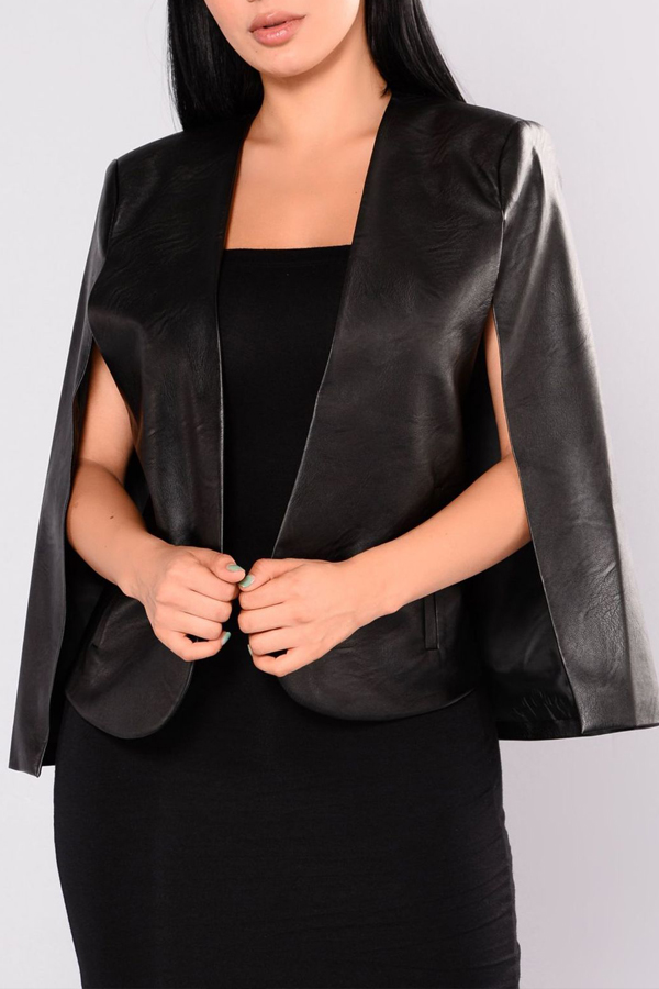  PU V Neck Sleeveless single breasted Regular Coat&Jacket