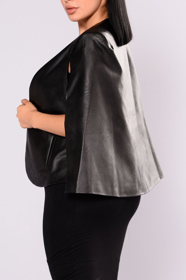  PU V Neck Sleeveless single breasted Regular Coat&Jacket