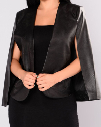  PU V Neck Sleeveless single breasted Regular Coat&Jacket