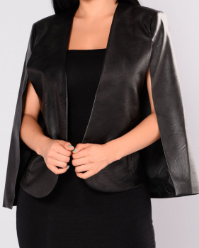  PU V Neck Sleeveless single breasted Regular Coat&Jacket