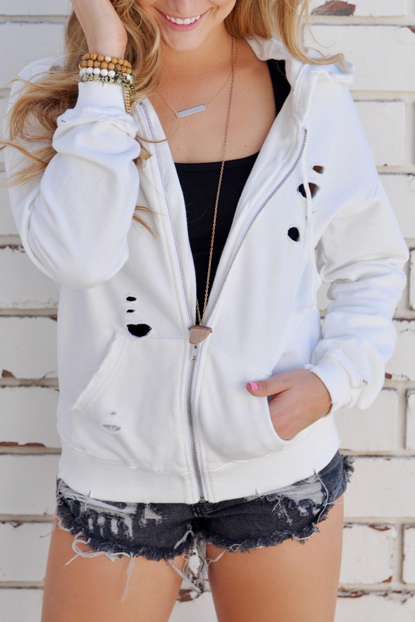  Polyester Hooded Long Sleeve zipper Regular Coat&Jacket