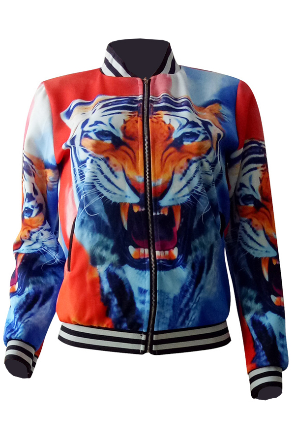  Polyester Mandarin Collar Long Sleeve zipper Regular Coat&Jacket