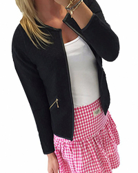  Polyester O neck Long Sleeve zipper Regular Coat&Jacket