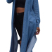 Leisure Turndown Collar Long Sleeves Side Split Blue Denim Long Coat Leisure Turndown Collar Long Sleeves Side Split Blue Denim Long Coat
