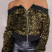Sexy Bateau Neck Sequins Decoration Gold Polyester Short Coat Sexy Bateau Neck Sequins Decoration Gold Polyester Short Coat