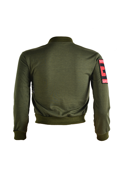 Stylish Mandarin Collar Long Sleeves Collage Design Green Cotton Coat